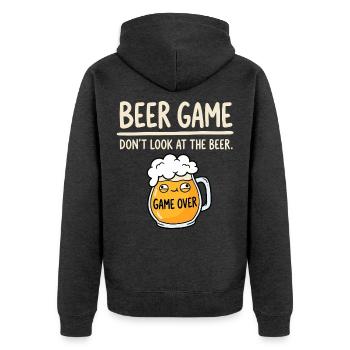 Bier Spiel Nicht Gucken - Unisex Premium Bio Zip Hoodie - Anthrazit meliert - Hinten - Nico (187cm)
