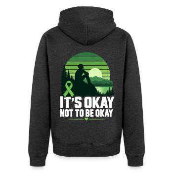 IT'S OKAY NOT TO BE OKAY – Mentale Gesundheit Bewu - Unisex Premium Bio Zip Hoodie - Anthrazit meliert - Hinten - Nico (187cm)