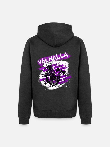 Valhalla Street Art Viking - Unisex Premium Bio Zip Hoodie - Anthrazit meliert