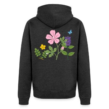 Blumen botanisch Garten Zeichnung Blumenliebhaber - Unisex Premium Bio Zip Hoodie - Anthrazit meliert - Hinten - Nico (187cm)