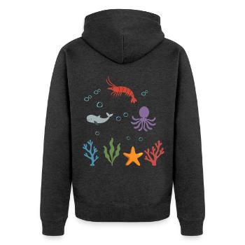 Garnele Unterwasser Kinder Wal - Unisex Premium Bio Zip Hoodie - Anthrazit meliert - Hinten - Nico (187cm)