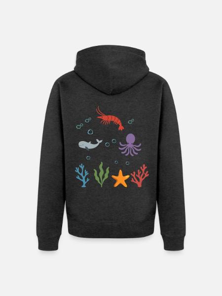 Garnele Unterwasser Kinder Wal - Unisex Premium Bio Zip Hoodie - Anthrazit meliert