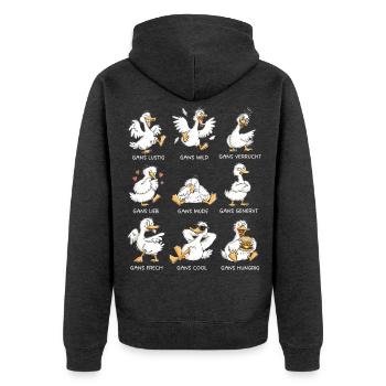 Gans Lustig Wild Verrückt Gänse Wortspiel - Unisex Premium Bio Zip Hoodie - Anthrazit meliert - Hinten - Nico (187cm)