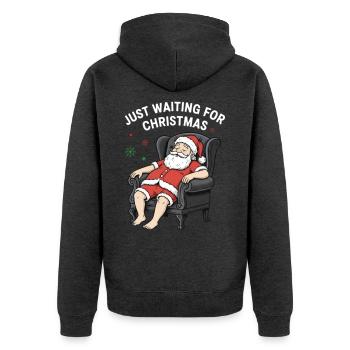 Schläfriger Weihnachtsmann lustig frohe Weihnachten - Unisex Premium Bio Zip Hoodie - Anthrazit meliert - Hinten - Nico (187cm)