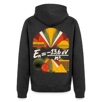 Bohr-Energieniveaus – Physikalische Gleichung - Unisex Premium Bio Zip Hoodie - Anthrazit meliert - Hinten - Nico (187cm)