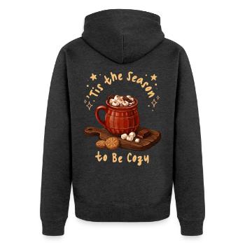 Tis The Season To Be Cozy Heiße Schokolade - Unisex Premium Bio Zip Hoodie - Anthrazit meliert - Hinten - Nico (187cm)