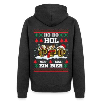 Drei Bierkrüge mit Rentier – Ho Ho Hol ein Bier - Unisex Premium Bio Zip Hoodie - Anthrazit meliert - Hinten - Nico (187cm)