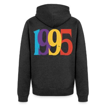 Geboren 1995 Geburtstagsgeschenk Geburtstag 95 - Unisex Premium Bio Zip Hoodie - Anthrazit meliert - Hinten - Nico (187cm)