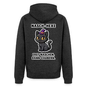 Nasch-Hexe – Lustige Halloween Hexengruppe - Unisex Premium Bio Zip Hoodie - Anthrazit meliert - Hinten - Nico (187cm)