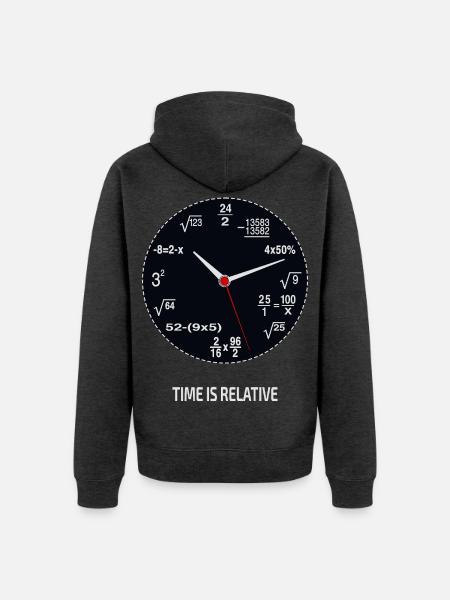 Time Is Relative – Wissenschaft und Zeit - Unisex Premium Bio Zip Hoodie - Anthrazit meliert