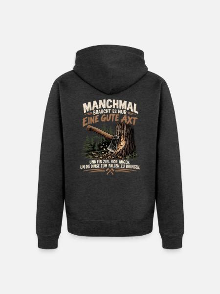 Waldholz Axtkraft - Unisex Premium Bio Zip Hoodie - Anthrazit meliert