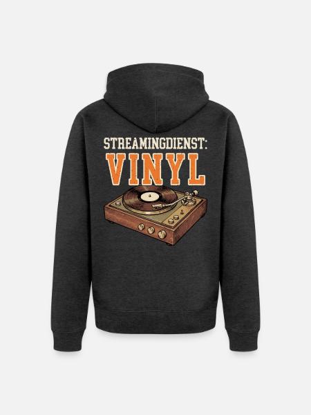 Schallplatten lustig - Streamingdienst: Vinyl - Unisex Premium Bio Zip Hoodie - Anthrazit meliert