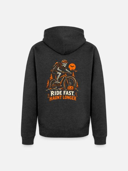 Fahr schnell, spuke länger - Unisex Premium Bio Zip Hoodie - Anthrazit meliert