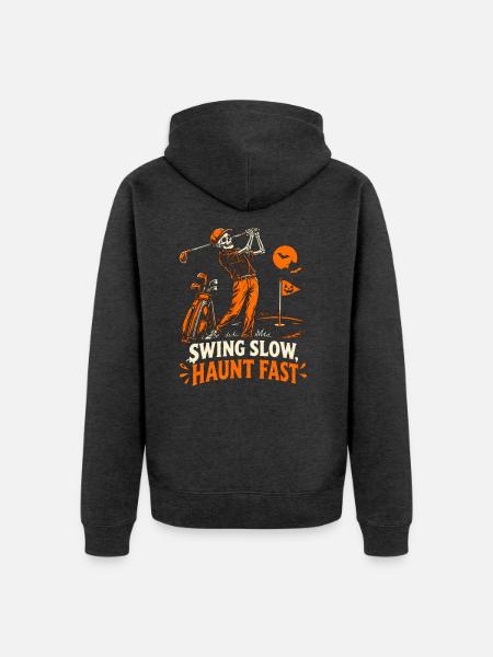 Schwinge langsam, spuke schnell - Unisex Premium Bio Zip Hoodie - Anthrazit meliert