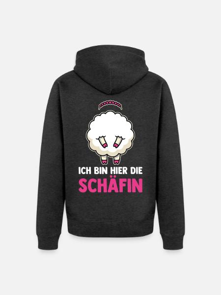 Ich Bin Hier die Schaefin - Unisex Premium Bio Zip Hoodie - Anthrazit meliert