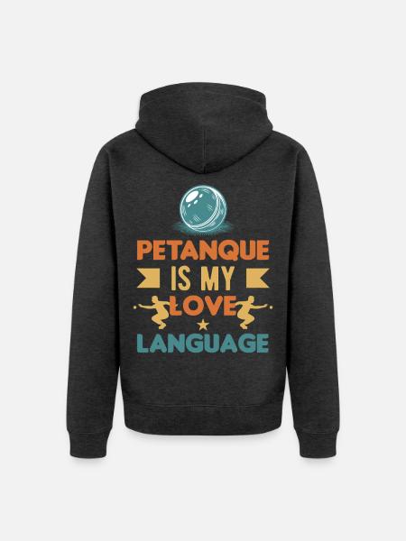 Boule ist meine Liebessprache – Pétanque - Unisex Premium Bio Zip Hoodie - Anthrazit meliert