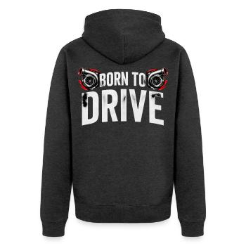 Geboren, um Turbo zu fahren - Unisex Premium Bio Zip Hoodie - Anthrazit meliert - Hinten - Nico (187cm)