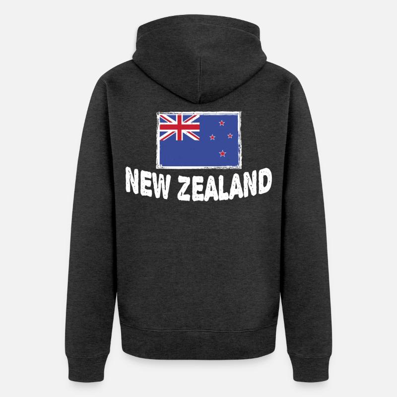 Drapeau néo-zélandais de la Nouvelle-Zélande - Veste à capuche bio Premium Unisexe - anthracite chiné