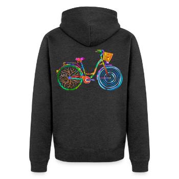 vélo coloré, vélo pour femme, colors bike, ladies bike - Veste à capuche bio Premium Unisexe - anthracite chiné - Dos - Nico (187cm)