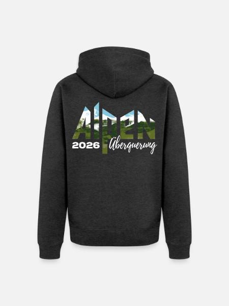 Alpen Überquerung 2026 - Wandern - Unisex Premium Bio Zip Hoodie - Anthrazit meliert
