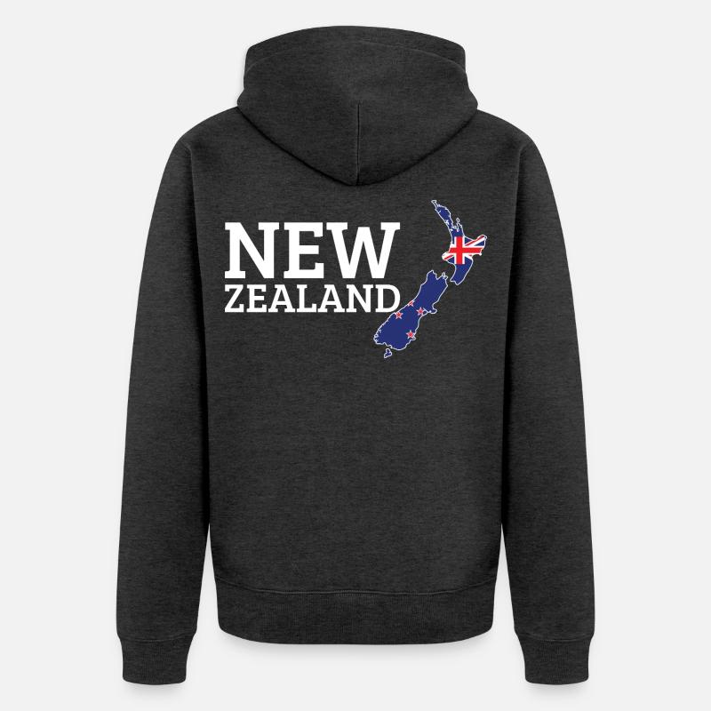 Drapeau néo-zélandais Cool Néo-Zélandais - Veste à capuche bio Premium Unisexe - anthracite chiné