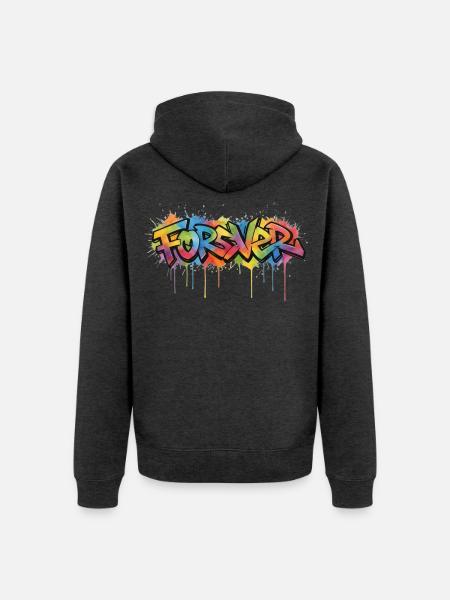 Für immer Graffiti-Regenbogen - Unisex Premium Bio Zip Hoodie - Anthrazit meliert