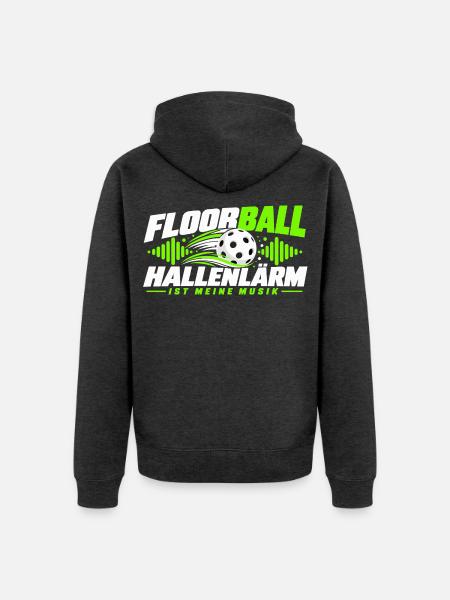 Floorball Hallenlarm Musik Logo - Unisex Premium Bio Zip Hoodie - Anthrazit meliert