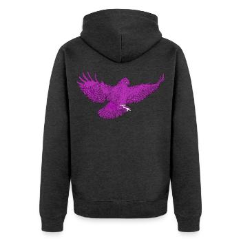 Greifvogel im Flug, Andersfarbig - Unisex Premium Bio Zip Hoodie - Anthrazit meliert - Hinten - Nico (187cm)