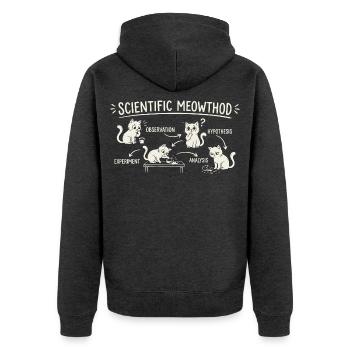 Wissenschaftliche Katzenmethode - Unisex Premium Bio Zip Hoodie - Anthrazit meliert - Hinten - Nico (187cm)