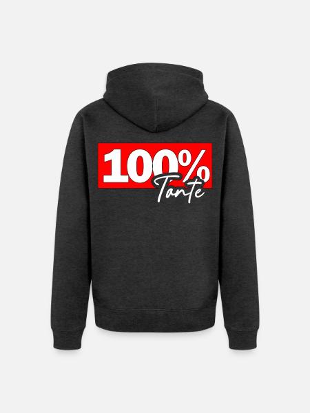 100% Tante Shirtdesign - Unisex Premium Bio Zip Hoodie - Anthrazit meliert