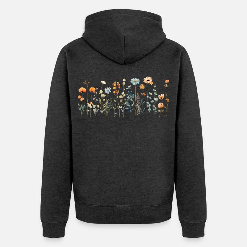 Fleurs sauvages mignonnes | Design charmant - Veste à capuche bio Premium Unisexe - anthracite chiné