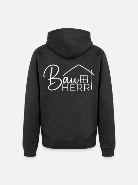 Bauherr Hausbau & Eigenheim - Unisex Premium Bio Zip Hoodie - Anthrazit meliert