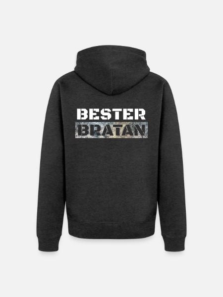 Bester Bratan Bruder Kumpel Digga - Unisex Premium Bio Zip Hoodie - Anthrazit meliert
