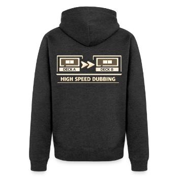 High Speed Dubbing Kassettendeck HiFi Audio - Unisex Premium Bio Zip Hoodie - Anthrazit meliert - Hinten - Nico (187cm)