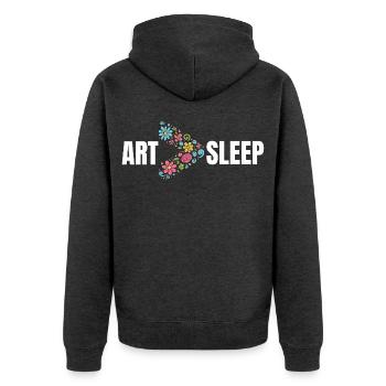 Floral Art > Sleep – Funny Artist T-Shirt - Unisex Premium Organic Zip Hoodie - heather anthracite - Back - Nico (187cm)