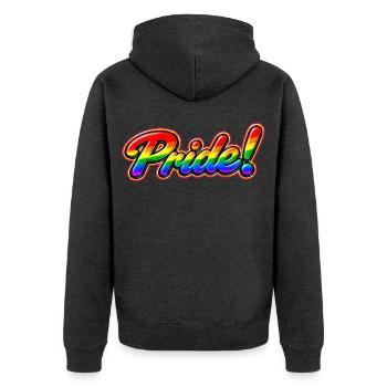 Pride - Unisex Premium Bio Zip Hoodie - Anthrazit meliert - Hinten - Nico (187cm)