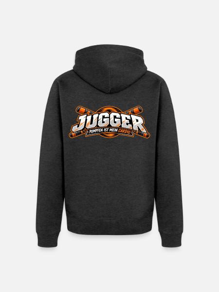 Jugger Cardio Kampf - Unisex Premium Bio Zip Hoodie - Anthrazit meliert