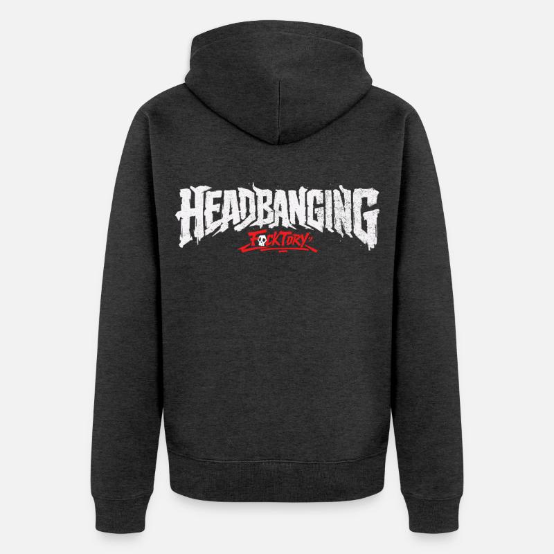 Logo de headbanging blanc - Veste à capuche bio Premium Unisexe - anthracite chiné