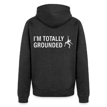 Totally Grounded Klettern - Unisex Premium Bio Zip Hoodie - Anthrazit meliert - Hinten - Nico (187cm)