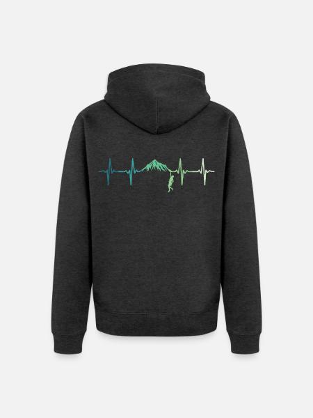 Climbing Heartbeat Climber - Unisex Premium Organic Zip Hoodie - heather anthracite
