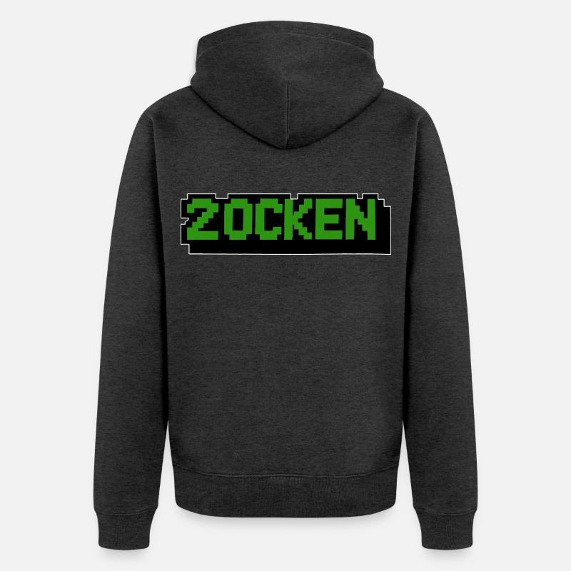 Lettering Zocken Retro Computer - Veste à capuche bio Premium Unisexe - anthracite chiné