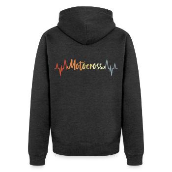 Motocross Cardiogram Vintage - Unisex Premium Organic Zip Hoodie - heather anthracite - Back - Nico (187cm)