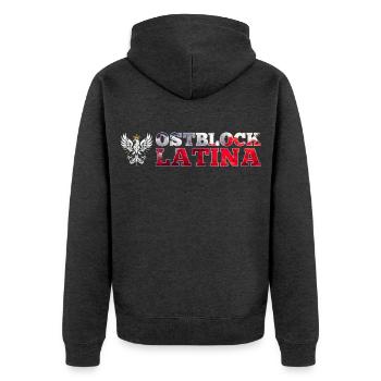 Ostblock Latina Polin Polen weißer Adler Geschenk - Unisex Premium Bio Zip Hoodie - Anthrazit meliert - Hinten - Nico (187cm)