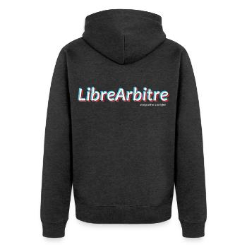 Freier Wille - Unisex Premium Bio Zip Hoodie - Anthrazit meliert - Hinten - Nico (187cm)