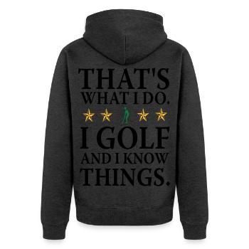 Ich spiele Golf - Unisex Premium Bio Zip Hoodie - Anthrazit meliert - Hinten - Nico (187cm)