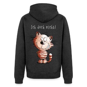 I do not cat I cat motif comic gift - Unisex Premium Organic Zip Hoodie - heather anthracite - Back - Nico (187cm)