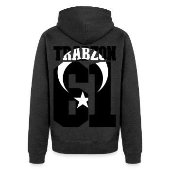 Trabzon 61Türkei Flagge - Unisex Premium Bio Zip Hoodie - Anthrazit meliert - Hinten - Nico (187cm)