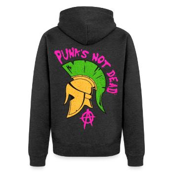 PUNKS NOT DEAD  - Unisex Premium Bio Zip Hoodie - Anthrazit meliert - Hinten - Nico (187cm)