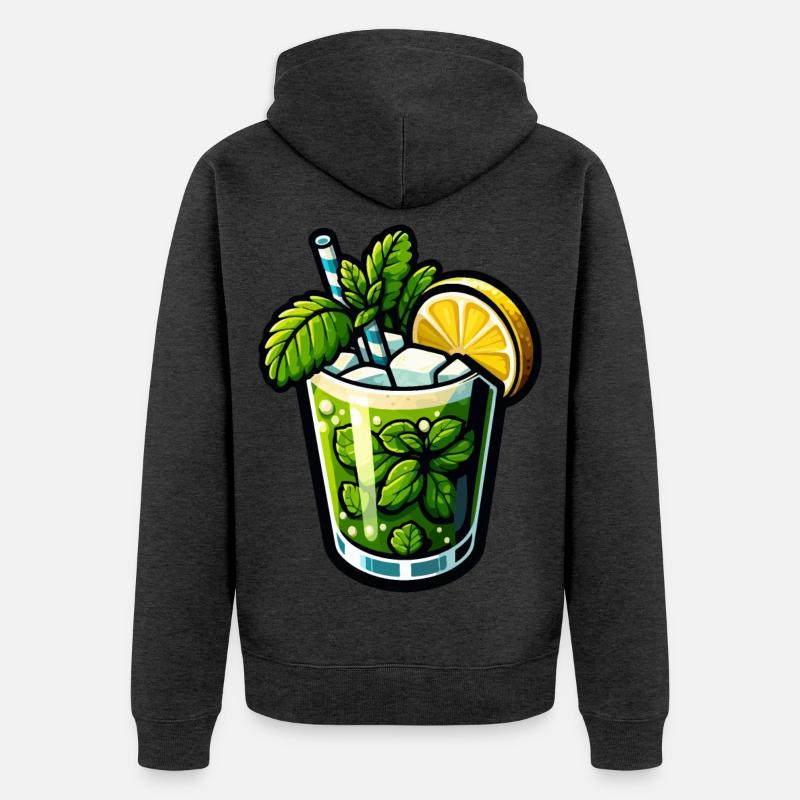 Mojito Cocktail Rhum Citron Vert Menthe - Veste à capuche bio Premium Unisexe - anthracite chiné