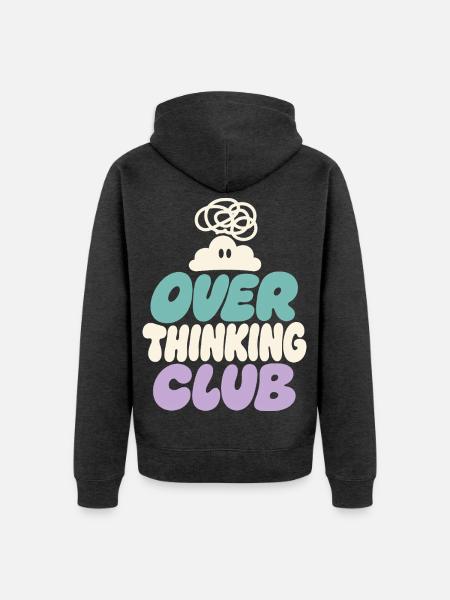 Overthinking Club – Grübel-Spruch - Unisex Premium Bio Zip Hoodie - Anthrazit meliert